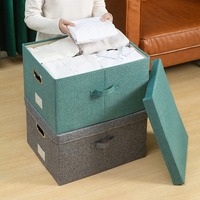 Contenedor de Almacenamiento Plegable Rectangular Personalizado con Asa, Caja de Almacenamiento de Tela OEM de Fábrica para Organizar Ropa, Libros, Archivos y Juguetes