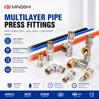 Raccords multicouches PEX-AL-PEX pour tuyaux, avec joints toriques EPDM plaqués nickel, raccords en U et en T égaux en laiton à sertir
