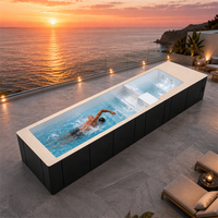 Piscine de luxe en conteneur maritime, grande piscine rectangulaire hors sol en acrylique, spa préfabriqué pour projet de transport maritime mondial
