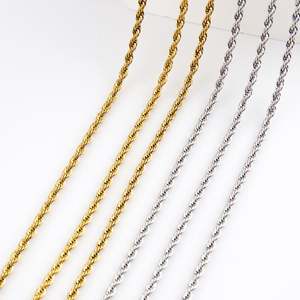 Collar de Cadena de Cuerda Trenzada de Acero Inoxidable Chapado en Oro de 18k de Alta Calidad, Sin Decoloración ni Deslustre, para Hombre y Mujer, Aniversario - Product Image 4