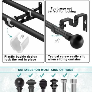 Support de <span class=keywords><strong>tringle</strong></span> à <span class=keywords><strong>rideau</strong></span> <span class=keywords><strong>double</strong></span> en fer moderne, prix direct usine, installation facile <span class=keywords><strong>sans</strong></span> perçage, accessoires de rideaux robustes - Product Image 4