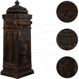 Buzones de <span class=keywords><strong>correos</strong></span> de aluminio clásico de Londres de estilo europeo, buzón de pie independiente decorativo de León, revestimiento en polvo impermeable - Product Image 3