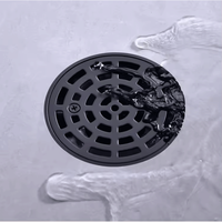Aida 115mm Bonde de sol de douche pour salle de bain, grille à motif, amovible, en acier inoxydable SUS 304 de qualité alimentaire, noir moderne intelligent