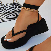 Chaussures d'été à talon compensé antidérapantes pour femmes, taille 43, collection automne 2025, style européen et américain, talon fin, pour l'extérieur