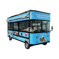 Camión de Comida Personalizable con Diseño de Grafiti, Carrito Móvil de Venta Ambulante, Camión de Comida Rápida para Exteriores con Cocina Completa