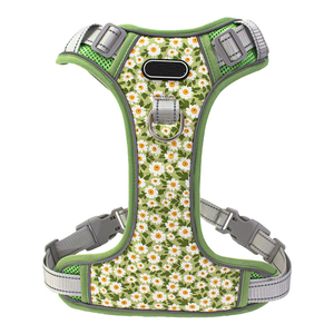 Tali kekang anjing poliester reflektif, Harness anjing multi warna, desain bunga aster kecil, anti ledakan untuk anjing besar - Product Image 2