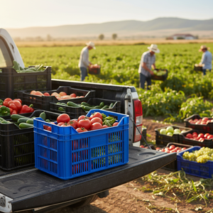 KE 950 B Full Perforated Foldable Plastic <b>Crate</b> Heavy Duty Stackable Industrial Storage Agriculture Harvest Use Ergonomic - Product Image 3