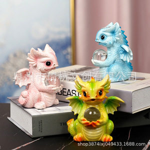 รูปปั้นมังกรธูปเรซิ่นสีเขียวเครื่องกระจายกลิ่นอโรมาเธอราพีของตกแต่งโต๊ะทำงานของขวัญ - Product Image 2