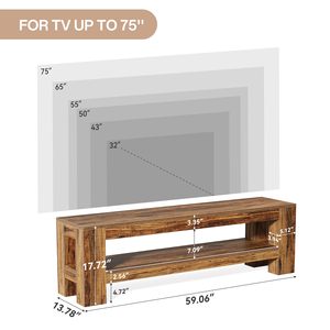 Meuble <span class=keywords><strong>TV</strong></span> rustique de 59 <span class=keywords><strong>pouces</strong></span> <span class=keywords><strong>pour</strong></span> téléviseurs de <span class=keywords><strong>55</strong></span>, 60, 65, 75 <span class=keywords><strong>pouces</strong></span>, console multimédia avec étagères de rangement, centre de divertissement <span class=keywords><strong>pour</strong></span> salon - Product Image 2