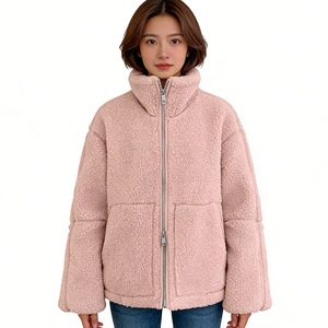 Veste d'hiver oversize en polaire zippée pour femme - Col montant avec poches - Tendance - Product Image 1