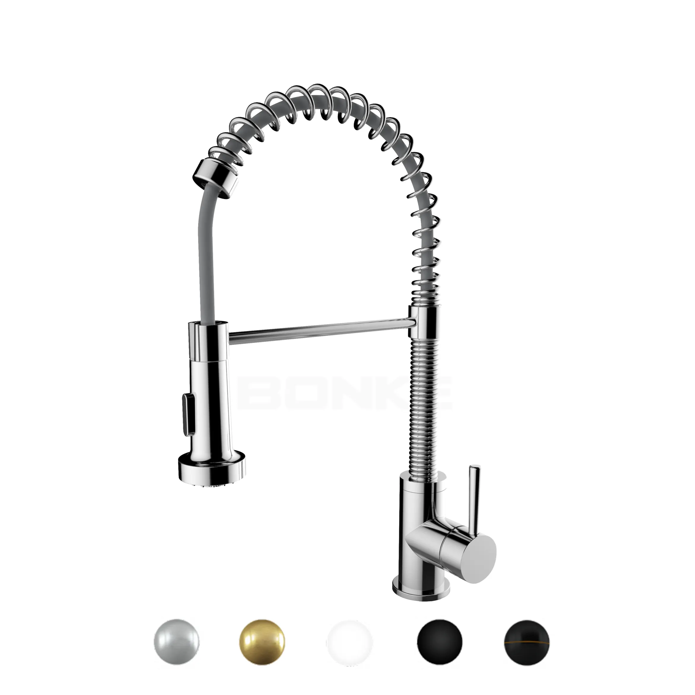 Lead Free Stainless Steel Single Lever Handle Pull Down Sprayer Brushed Nickel Kitchen Faucet Kitchen Sink Faucet