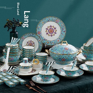 Service de vaisselle en céramique de Jingdezhen, bols et assiettes en porcelaine émaillée, bols et baguettes pour la maison, vaisselle d'hôtel - Product Image 2