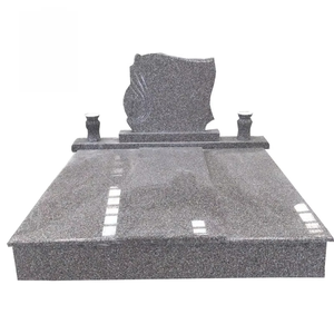 Pierre tombale en granit sculptée verticale G361, granit rouge, style roumain avec <span class=keywords><strong>plaque</strong></span> plate - Product Image 2