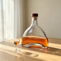 Bouteille décanteuse en verre transparent avec base large incurvée et col étroit, décorative pour vin et spiritueux, personnalisable avec logo – Vente en gros