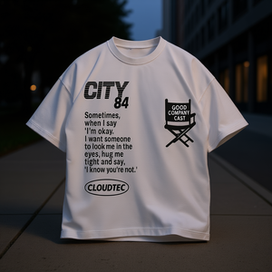 Maglietta grafica City 84 Oversized Streetwear Minimal Black Print Camicia casual unisex - Product Image 1