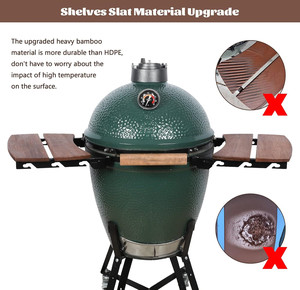 Étagères latérales en bois de bambou grande table de gril d'oeufs verts et grands accessoires de gril d'oeufs verts - Product Image 6
