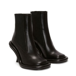 Logo Custom Women <b>Round</b> <b>Toe</b> Ankle Boots High-<b>Heeled</b> Stiletto Shoes Stretchy Top Thick Sole Short - Product Image 6