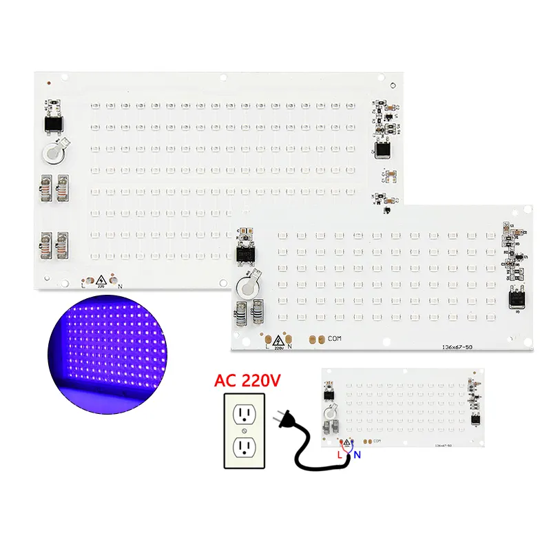 50 Вт 100 Вт UVA UV 395nm LED DOB линейная плата источника света без привода AC 220 В высоковольтные ультрафиолетовые лампы для отверждения ламп