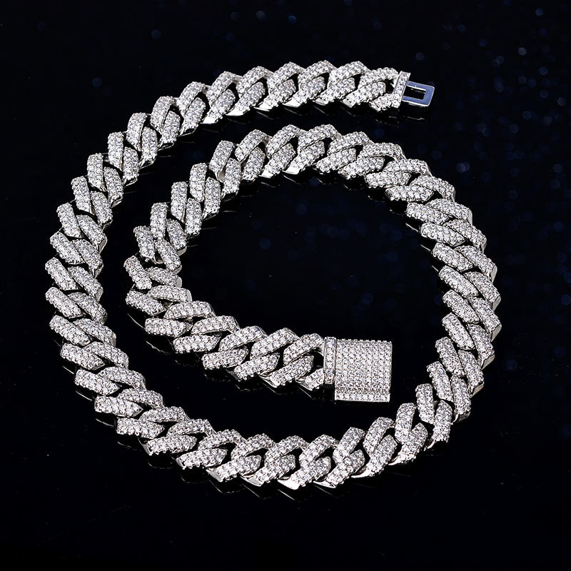 Hip Hop Glassa Ghiacciata 925 Argento 925 Argento Miami 18k Gioielli In Oro Maschile Catena Cubana Cadena Cubana Collane - Foto 6