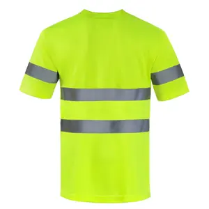 Kaliteli erkek yüksek görünürlük kısa kollu yansıtıcı güvenlik Hi Vis T Shirt iş Polo T Shirt