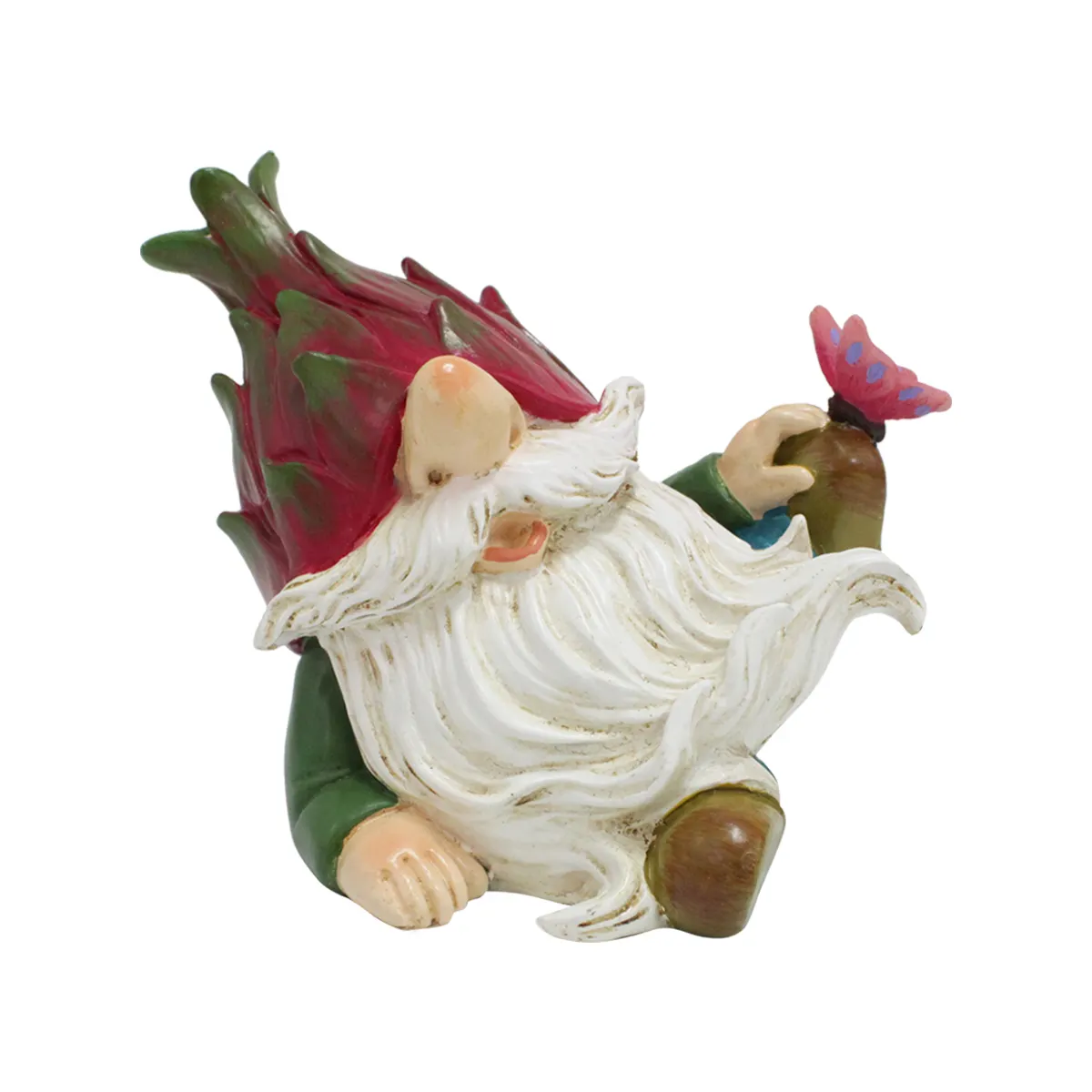 Creative Resin Garden Gnome Statue With Dragon Fruit Hat Outdoor Yard Lawn Decoration