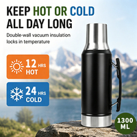 Termo de Acero Inoxidable 304 de Doble Capa y Vacío de 1300 ml, Termo Resistente para el Hogar, Cafetera, Camping, con Logotipo Personalizable