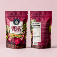 Mini sachets Doypack mono-portion en PE refermables avec fermeture éclair pour poudre de betterave, idéaux pour les smoothies en voyage