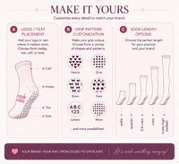 Chaussettes de yoga et de Pilates mi-mollet antidérapantes avec logo personnalisé pour femmes, avec grip corporel - Chaussettes antidérapantes