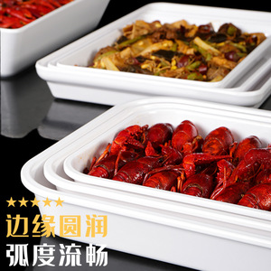 Melamine Rectangular <b>Trays</b> 6 Pack White Serving Platters For Food Display Hotel Restaurant Use - Product Image 4