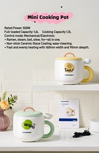 <span class=keywords><strong>Mini</strong></span>-cocotte électrique antiadhésive pour la préparation rapide de plats domestiques, avec couvercle et poignée, pour nouilles instantanées - Product Image 3