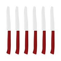 Ensemble de 6 couteaux à steak dentelés polis miroir, lame en acier inoxydable, manche en PP, coffret élégant, couverts