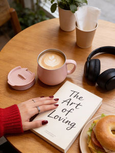 Taza de Café de Doble Pared de Alta Calidad de 300 ml, Apta para Alimentos, para <span class=keywords><strong>Biblioteca</strong></span>, Viajes y Hogar, con Asa y Tapa a Presión, Personalizable - Product Image 6