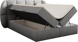 Lit Moderne Luxueux Écologique avec <span class=keywords><strong>Sommier</strong></span> Tressé en Velours, Rangement, Relevage à Gaz, Rembourrage Capitonnée et Base en Bois avec Ressorts Ensachés - Product Image 4