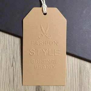 Hang Tag Supplier Custom 800gsm Cardboard Embossed Kraft Hang Tags