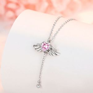 Collier Cœur Aile d'Ange en Argent Plaqué Rhodium avec Zircon, Vente en Gros Usine, Idéal pour Femme, Mariage, Cadeau Meilleure Amie - Product Image 5