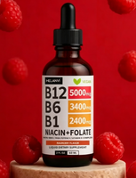 Gouttes liquides de vitamine B12 60 ml saveur framboise avec vitamine B6+B1 etc. Soutien multivitaminé pour la récupération énergétique, la santé du cerveau et du cœur