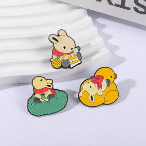 <strong>Tsuki</strong> Rabbit Enamel Pin Cartoon Cute Bunny Knitting Brooch Lapel Badge Jewelry Gift for Friend - Product Image 3