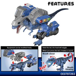 Juguete de dinosaurio con luz y sonido para niños, coche de policía, artesanal - Product Image 4