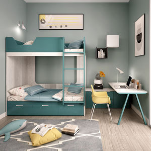 Camas Modernas Tipo Loft con Escritorio y Armario para Dormitorio, Fabricadas con Metal E1 y Tablero MFC, Ideales para Residencias Escolares o Apartamentos - Product Image 3