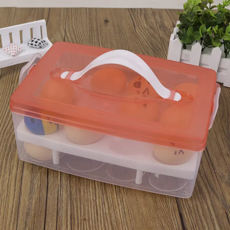 Caja de almacenamiento portátil de 24 rejillas, contenedor de bandeja transparente de plástico anticolisión para conservar huevos de nevera