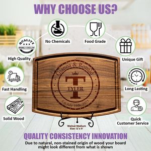 Solid <b>Wood</b> <b>Cutting</b> Board <b>Laser</b> Engraved Family Name Serving Tray Kitchen Decor - Product Image 3