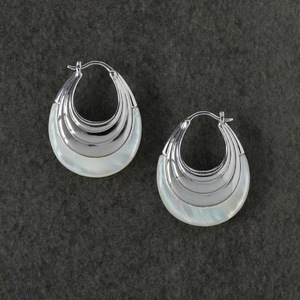 Pendientes de Aro Retro para Mujer con Diseño Geométrico de Ágata Tallada, Chapado en Cobre/Platino, Aleación, Diseño de Nicho Moderno, Regalo de Moda - Product Image 5