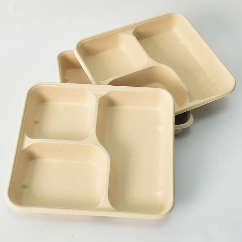 Wegwerp Papier Suikerriet Voedsel Containers Ecofriendly Brownies Heat Seal Nemen Weg Lunchbox