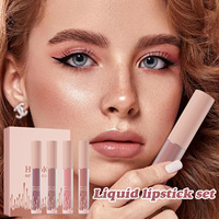 HelloKiss – Coffret de quatre rouges à lèvres liquides transfrontaliers, fini mat doux, style européen et américain, ne colle pas aux tasses, ne se décolore pas, 3,5 g