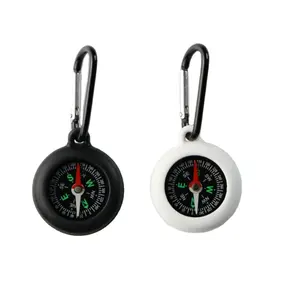 Camping Portable Multifunctional Pendant Silicon 35mm Compass with Hanging Carabiner