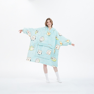 Mềm Ấm Biểu Tượng Tùy Chỉnh Màu Xanh Bơ Quá Khổ Áo Chăn Polyester Lông Cừu Ném Cho Mùa Đông Với Túi Lớn - Product Image 6