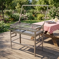 Grill portable en acier inoxydable avec hauteur réglable et fonctionnement pratique, design moderne pour les fêtes