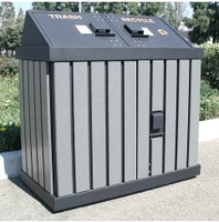 Poubelle double pour déchets/recyclage avec graphismes découpés au laser, poubelle anti-ours