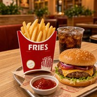 Boîte à frites jetable personnalisée de qualité alimentaire avec base renforcée pour la livraison de snacks en restaurant, en carton