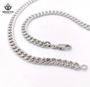 Großhandel <span class=keywords><strong>24</strong></span> Zoll Silber kubanische Kette Halskette mit 6mm Hip Hop Seil Trendy religiösen Stil mit Diamond Pearl Männer Frauen - Product Image 1